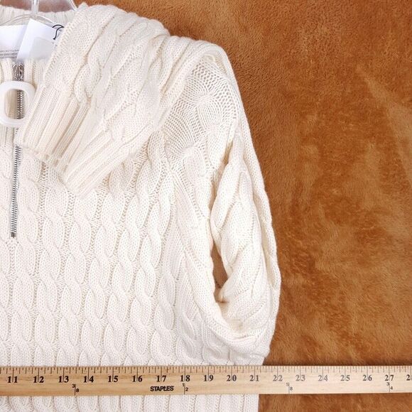 JW ANDERSON Sweater Mens XL Cream 1/4 Zip Cable Knit 100% Merino Wool $690 - Picture 5 of 7